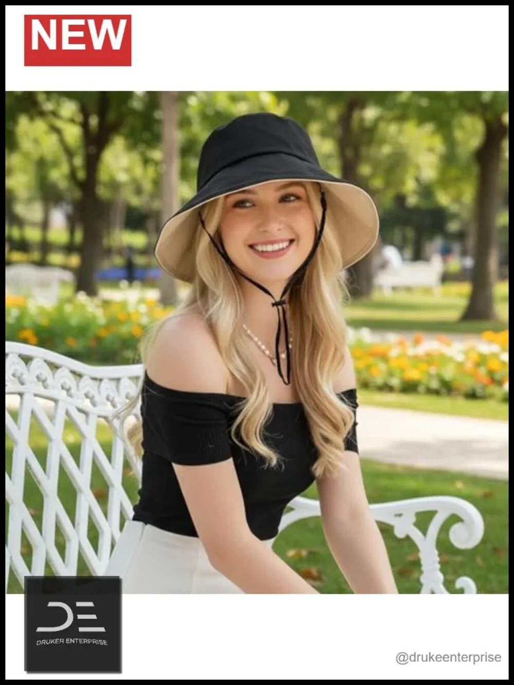Womens Bucket Sun Hat with Bow Wide Brim Packable Ponytail Beach Hat UPF50+